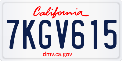 CA license plate 7KGV615