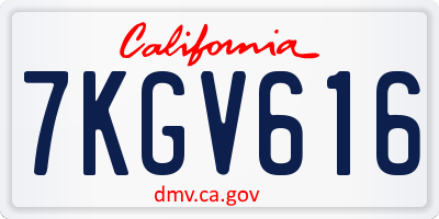 CA license plate 7KGV616