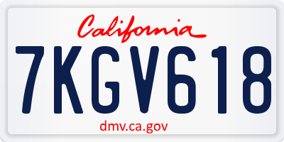 CA license plate 7KGV618