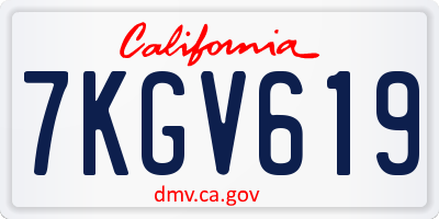 CA license plate 7KGV619