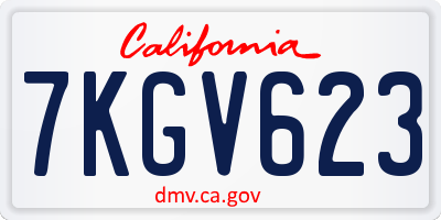 CA license plate 7KGV623