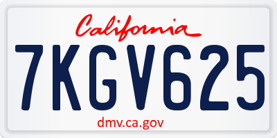 CA license plate 7KGV625