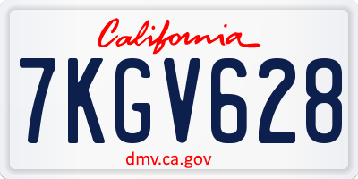 CA license plate 7KGV628