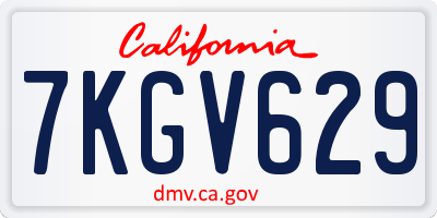 CA license plate 7KGV629
