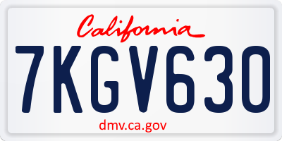 CA license plate 7KGV630