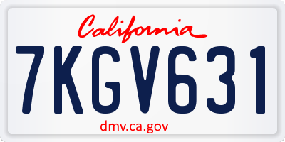 CA license plate 7KGV631