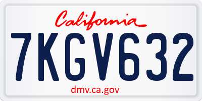 CA license plate 7KGV632
