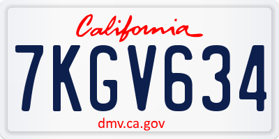 CA license plate 7KGV634