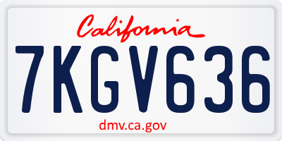 CA license plate 7KGV636