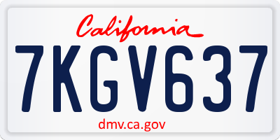 CA license plate 7KGV637