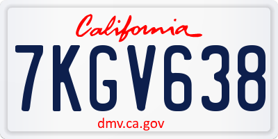 CA license plate 7KGV638