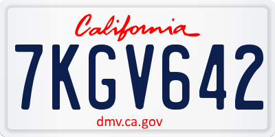 CA license plate 7KGV642