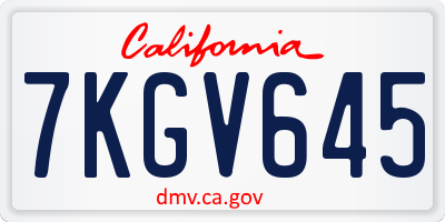 CA license plate 7KGV645