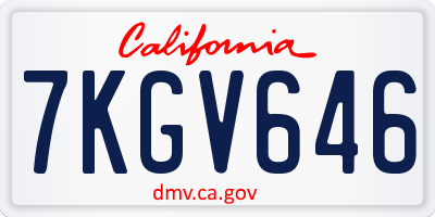CA license plate 7KGV646