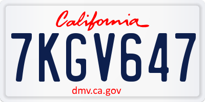 CA license plate 7KGV647