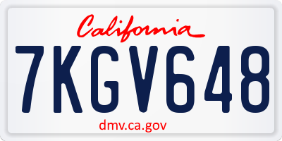 CA license plate 7KGV648