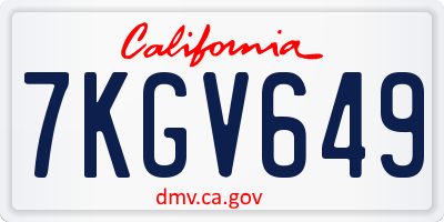 CA license plate 7KGV649