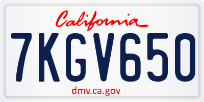 CA license plate 7KGV650