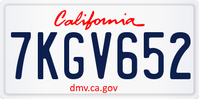 CA license plate 7KGV652