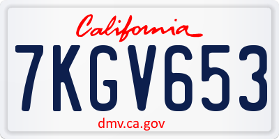 CA license plate 7KGV653