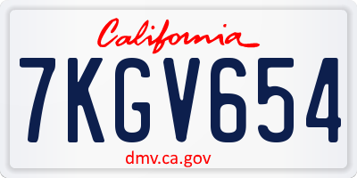 CA license plate 7KGV654