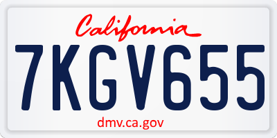 CA license plate 7KGV655