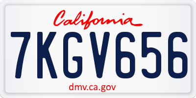 CA license plate 7KGV656