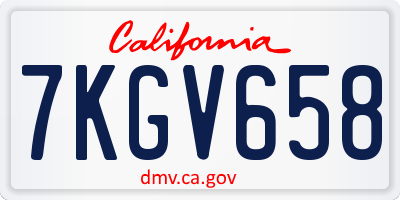 CA license plate 7KGV658