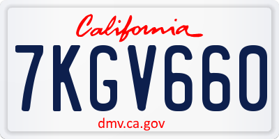 CA license plate 7KGV660