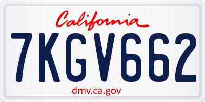CA license plate 7KGV662