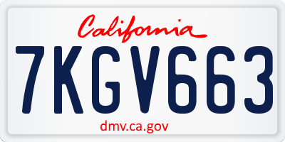 CA license plate 7KGV663