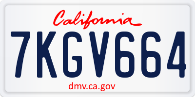 CA license plate 7KGV664