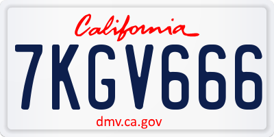CA license plate 7KGV666