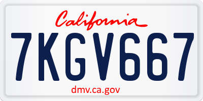 CA license plate 7KGV667