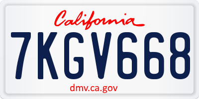 CA license plate 7KGV668