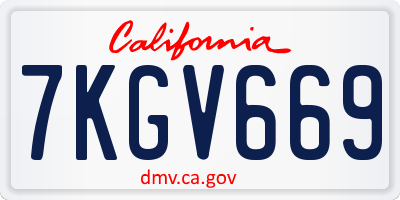 CA license plate 7KGV669