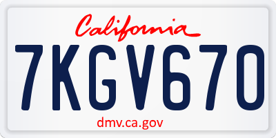CA license plate 7KGV670