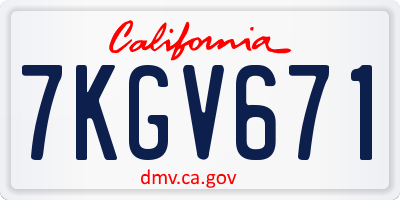 CA license plate 7KGV671