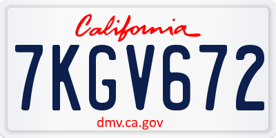 CA license plate 7KGV672