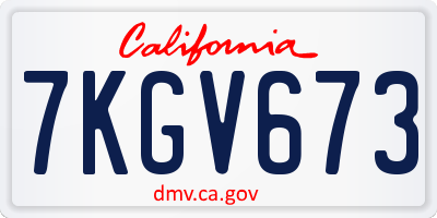 CA license plate 7KGV673