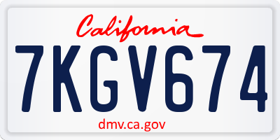 CA license plate 7KGV674