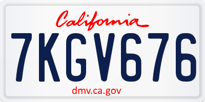 CA license plate 7KGV676
