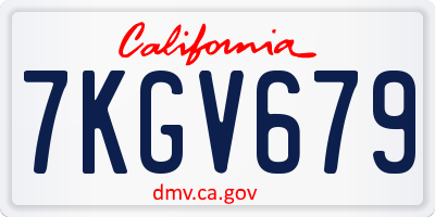 CA license plate 7KGV679
