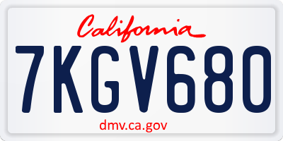 CA license plate 7KGV680