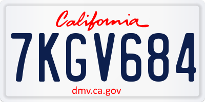 CA license plate 7KGV684