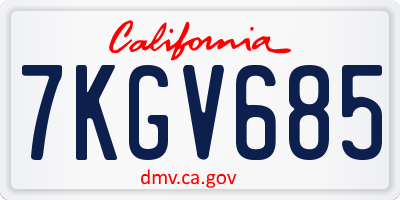 CA license plate 7KGV685