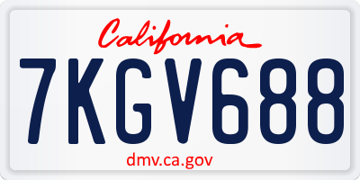 CA license plate 7KGV688