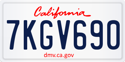 CA license plate 7KGV690