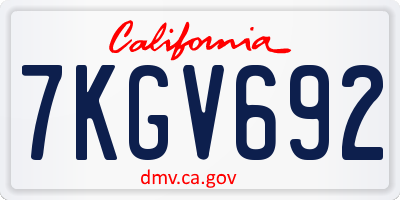 CA license plate 7KGV692