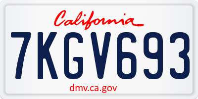 CA license plate 7KGV693